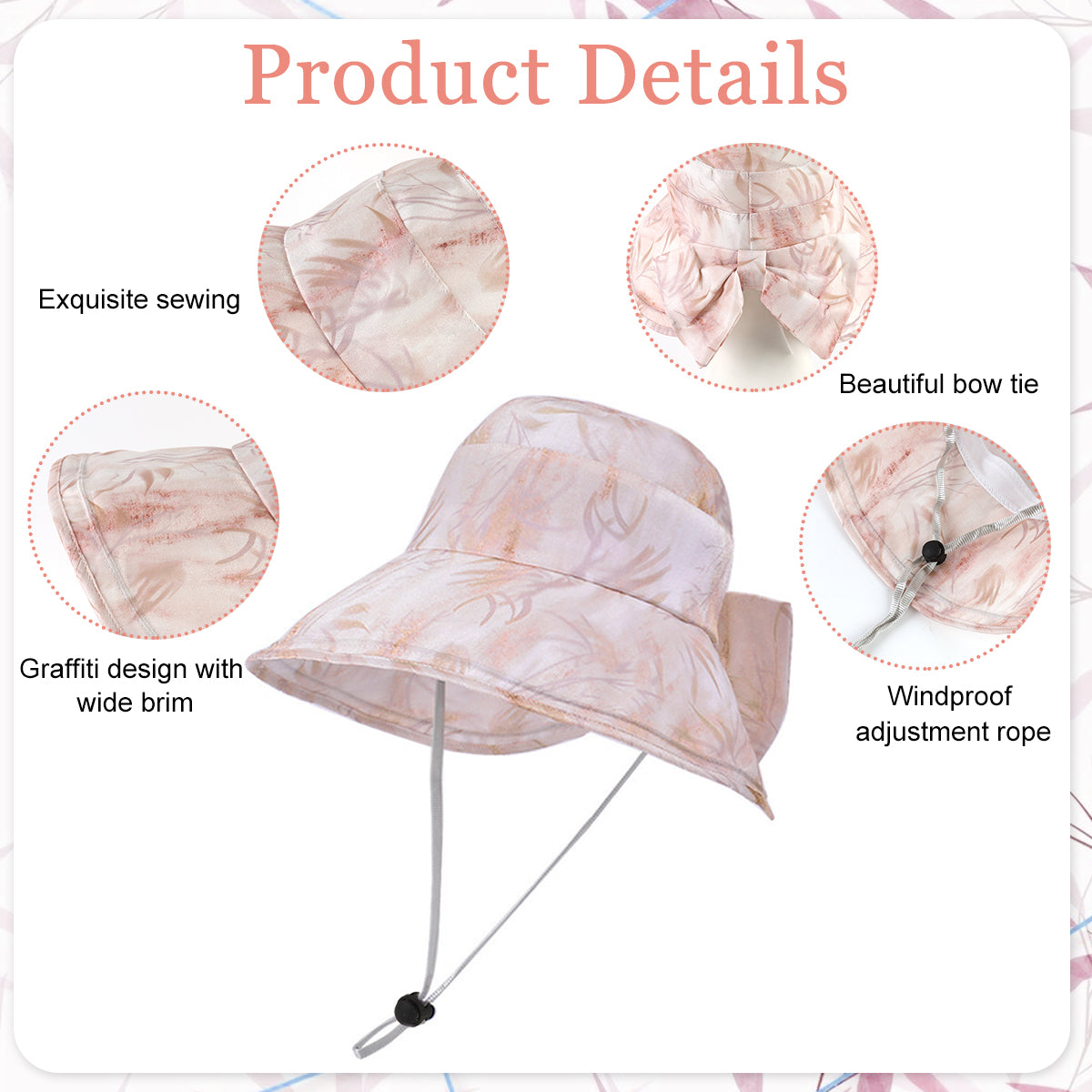 SANNIDHI Sun Hats for Women, Bow Beach Hat for Women Stylish, Wide Brim Bucket Hat for Womens, Fashion Women Hat for Sun, UV Protection Pink Ladies Travel Sun Hat (Packable & Lightweight) SANNIDHI Sun Hats for Women, Bow Beach Hat for Women Stylish, Wide Brim Bucket Hat for Womens, Fashion Women Hat for Sun, UV Protection Pink Ladies Travel Sun Hat (Packable & Lightweight)